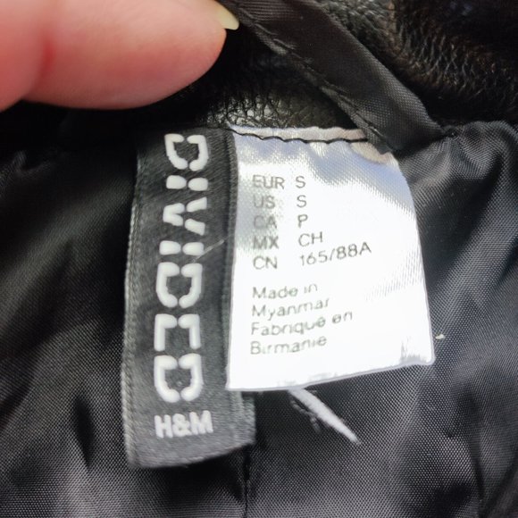 H&M Divided Moto style jacket black vegan leather women's size S - Picture 4 of 7